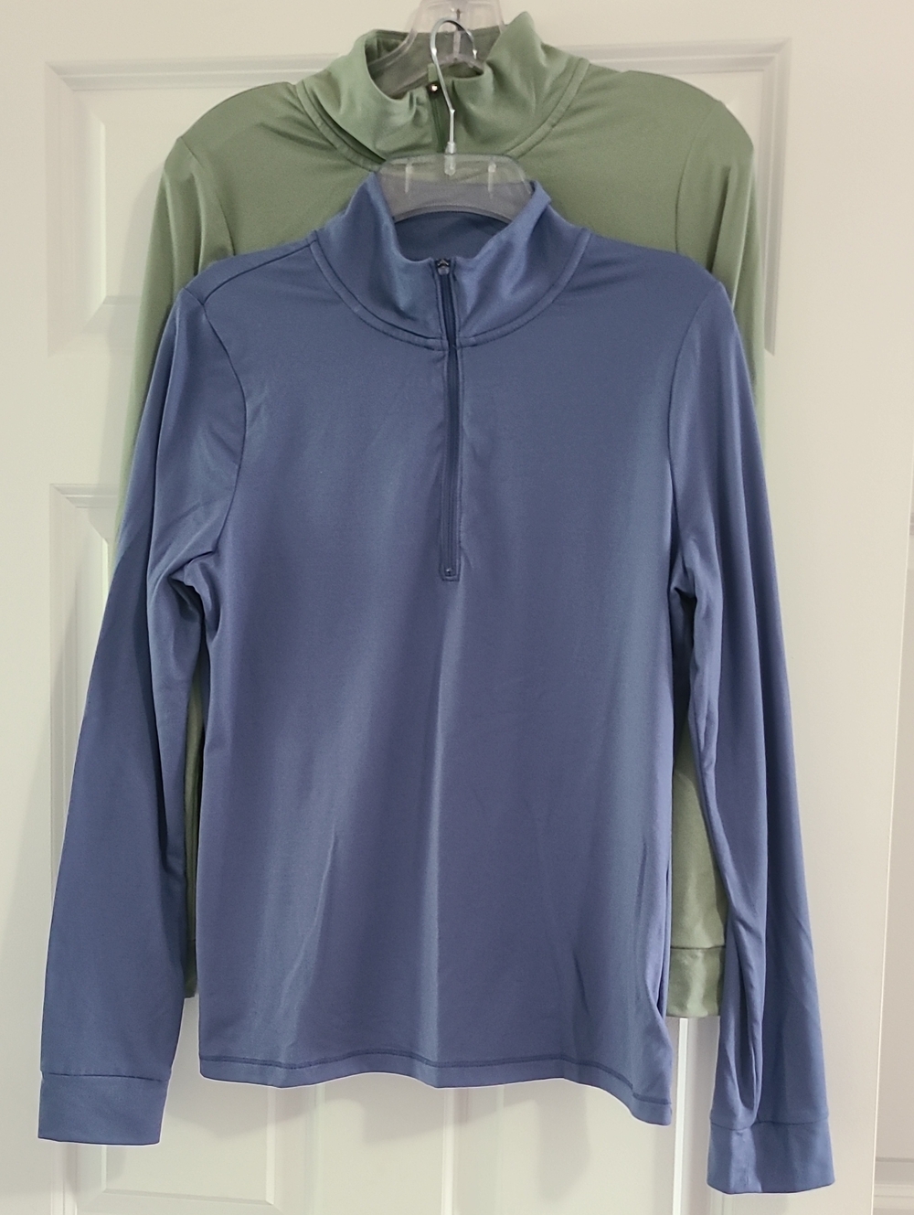 Lot 2 GAP Fit Quarter Zip Stretch Active Top Long Sleeve Shirt Blue Green M (S)